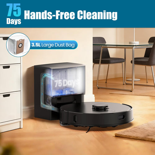 BOTLUXE Robot Vacuum & Mop, Self-Empty Base, LiDAR Navigation, 8000Pa Suction, App & Voice Control, for Pet Hair, Carpets & Hard Floors