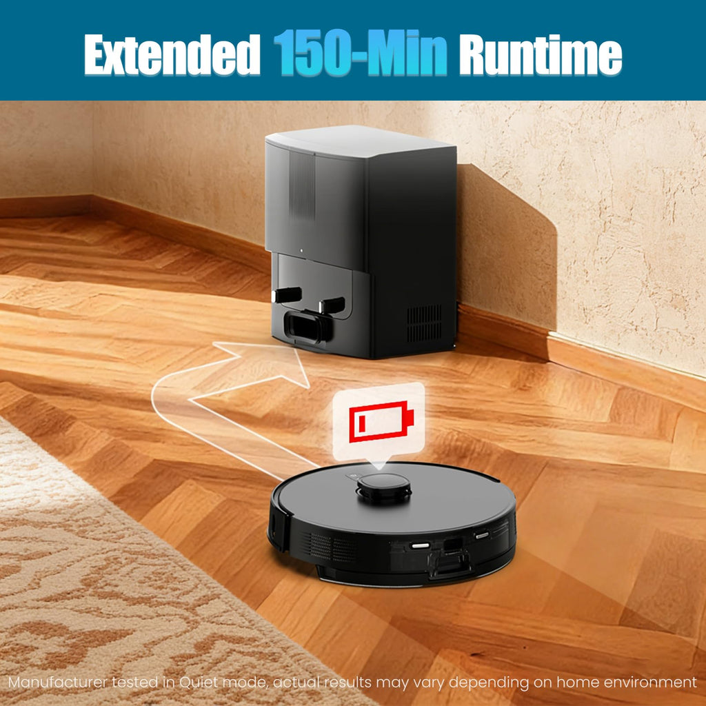 BOTLUXE Robot Vacuum & Mop, Self-Empty Base, LiDAR Navigation, 8000Pa Suction, App & Voice Control, for Pet Hair, Carpets & Hard Floors